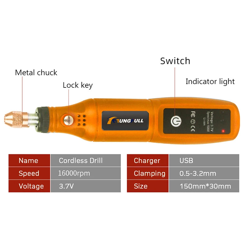 Mini Wireless Drill Rechargeable Polishing Machine DIY Mini Rotary Tool USB Engraving Tool Dremel Tool Mini Engravin Machine