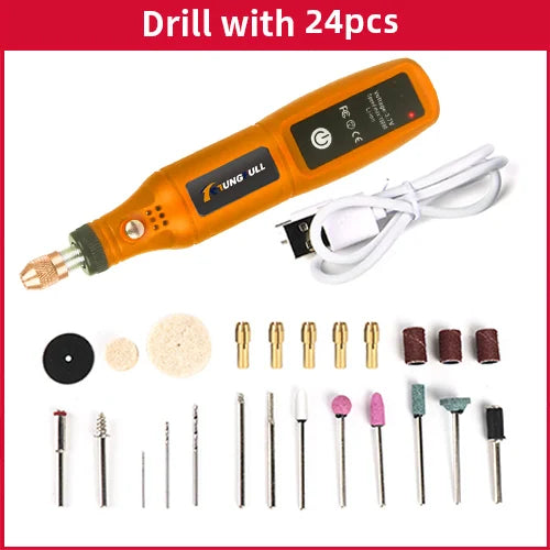 Mini Wireless Drill Rechargeable Polishing Machine DIY Mini Rotary Tool USB Engraving Tool Dremel Tool Mini Engravin Machine