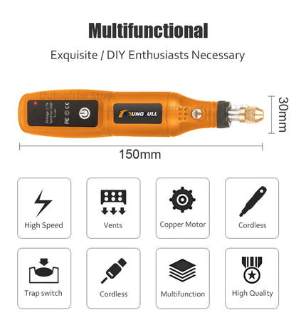 Mini Wireless Drill Rechargeable Polishing Machine DIY Mini Rotary Tool USB Engraving Tool Dremel Tool Mini Engravin Machine