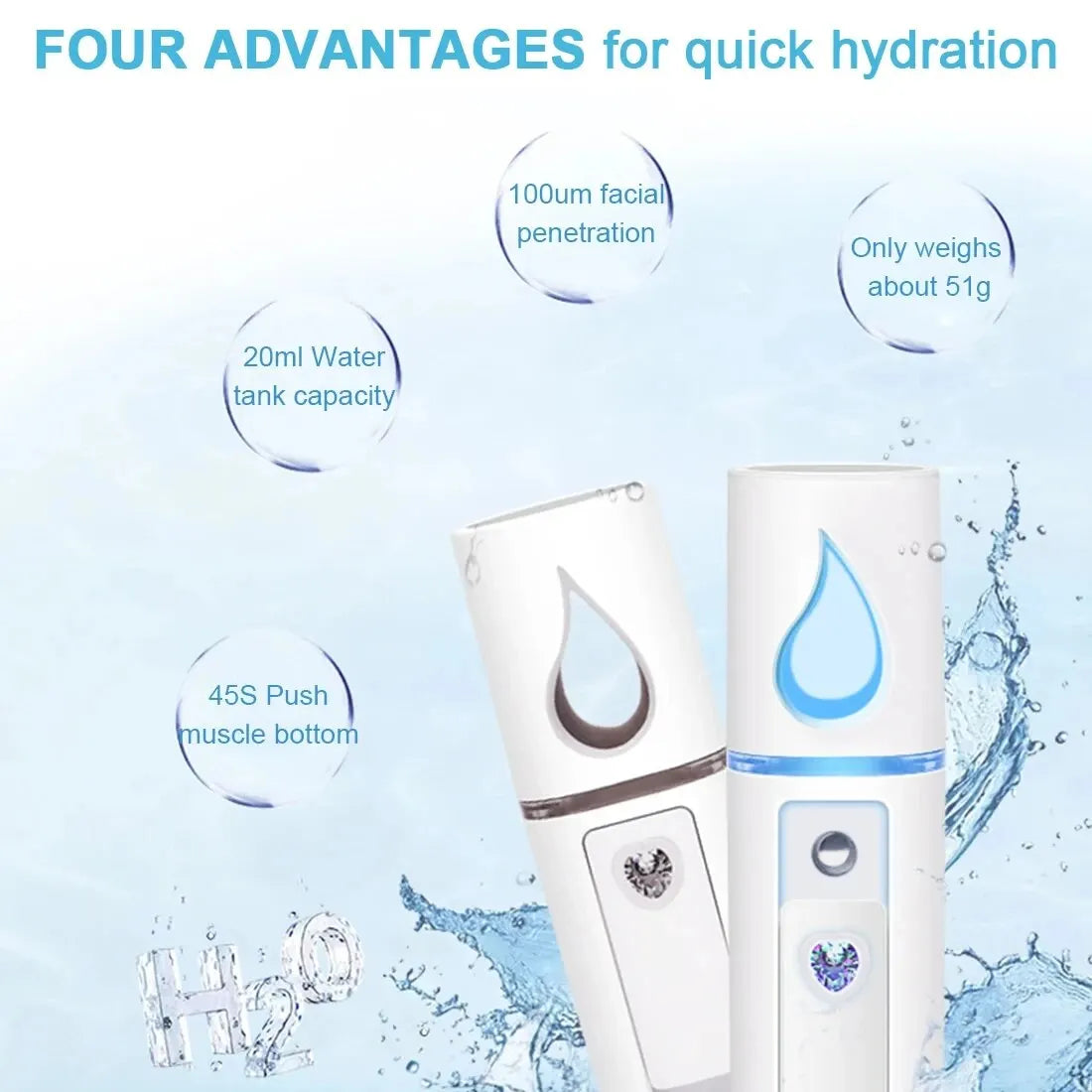 1PCS/3PCS 20ml Face Steamer Air Humidifier Facial Sprayer Nebulizer Hydrating Anti-aging Nano Wrinkle Women Beauty Skin Care