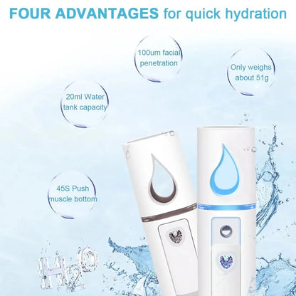 1PCS/3PCS 20ml Face Steamer Air Humidifier Facial Sprayer Nebulizer Hydrating Anti-aging Nano Wrinkle Women Beauty Skin Care