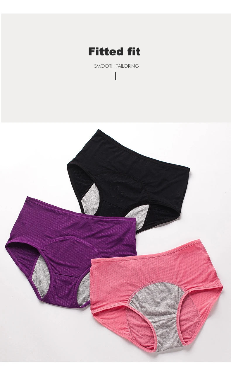 1pcs Women's Physiological Briefs Girl Menstrual Panties Ladies Period Leak Proof Panty Mid Waist Ice Silk Underwear